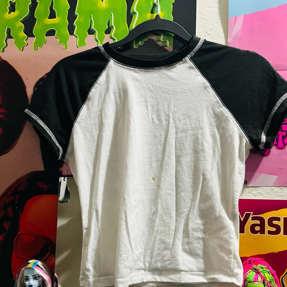 Black and White Cropped T-Shirt